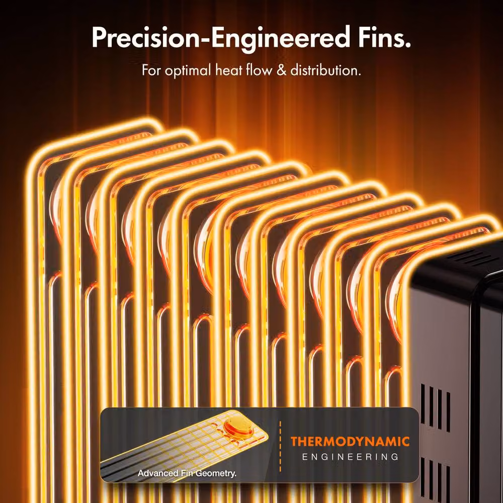 VonHaus 11 Fin Oil Filled Radiator 2500W in Black – 6