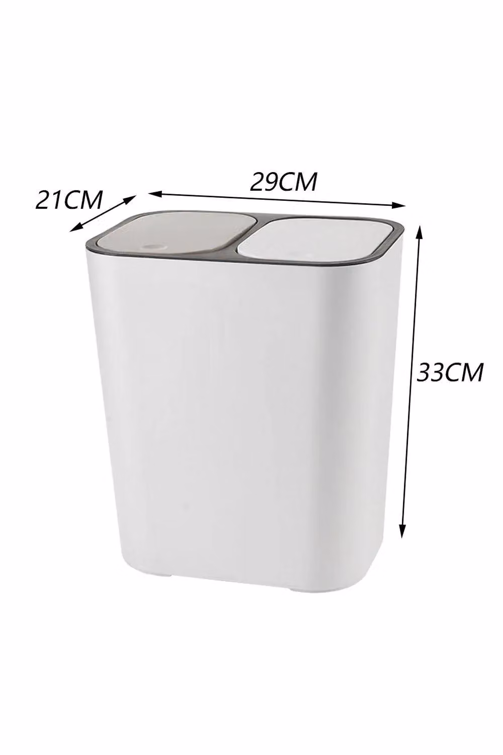 H&O Direct 15L Double Recycling Bin with 2 Compartments and Touch Lid in White – 2