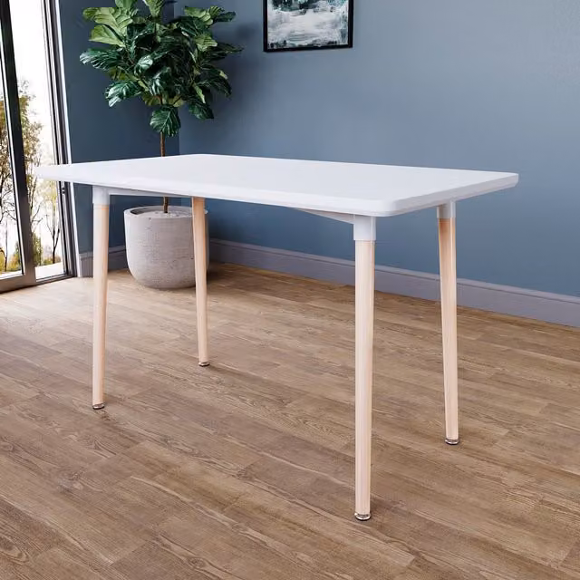 Vida Designs Batley Square Dining Table in White with Beech Wood Finish