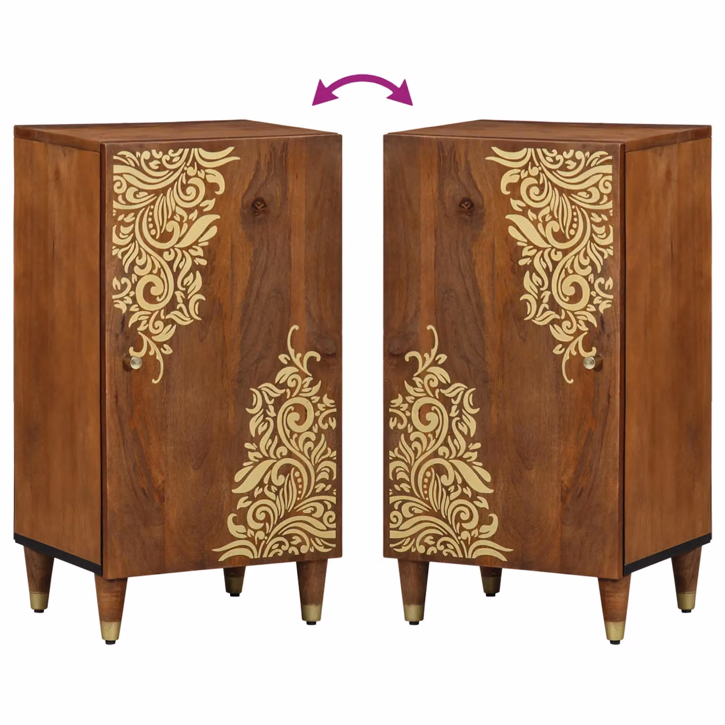 Berkfield Home Mango Wood Sideboard in Brown and Gold, W/D/H: 40 x 33 x 75 cm – 4