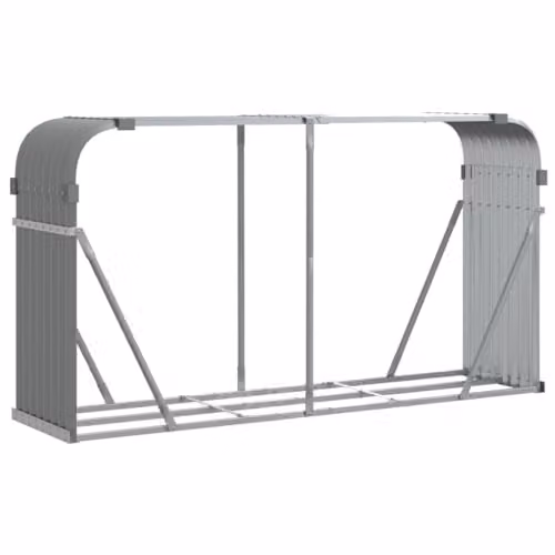 vidaXL Log Holder in Grey Galvanised Steel W/D/H: 180 x 45 x 100 cm – 1