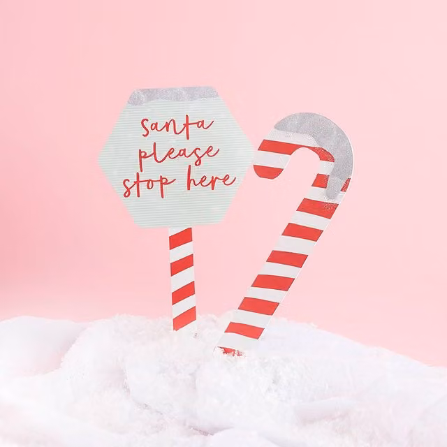 Club Green Red and Multicolour Striped Christmas Candy Cane Garden Signs, Pack of 2