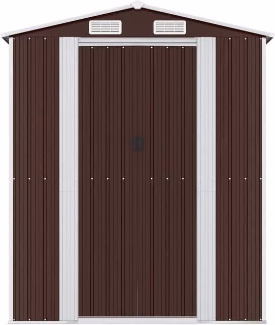 Berkfield Home Garden Shed in Dark Brown Galvanised Steel, W/D/H: 192 x 855 x 223 cm