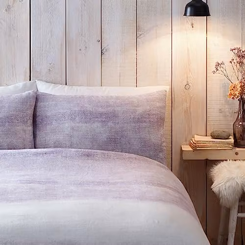 Appletree Mauve Gradient Stripe Duvet Cover and Pillowcase Set in Purple and Pink, 100% Brushed Cotton, W/D/H: 140 x 200 cm – 2
