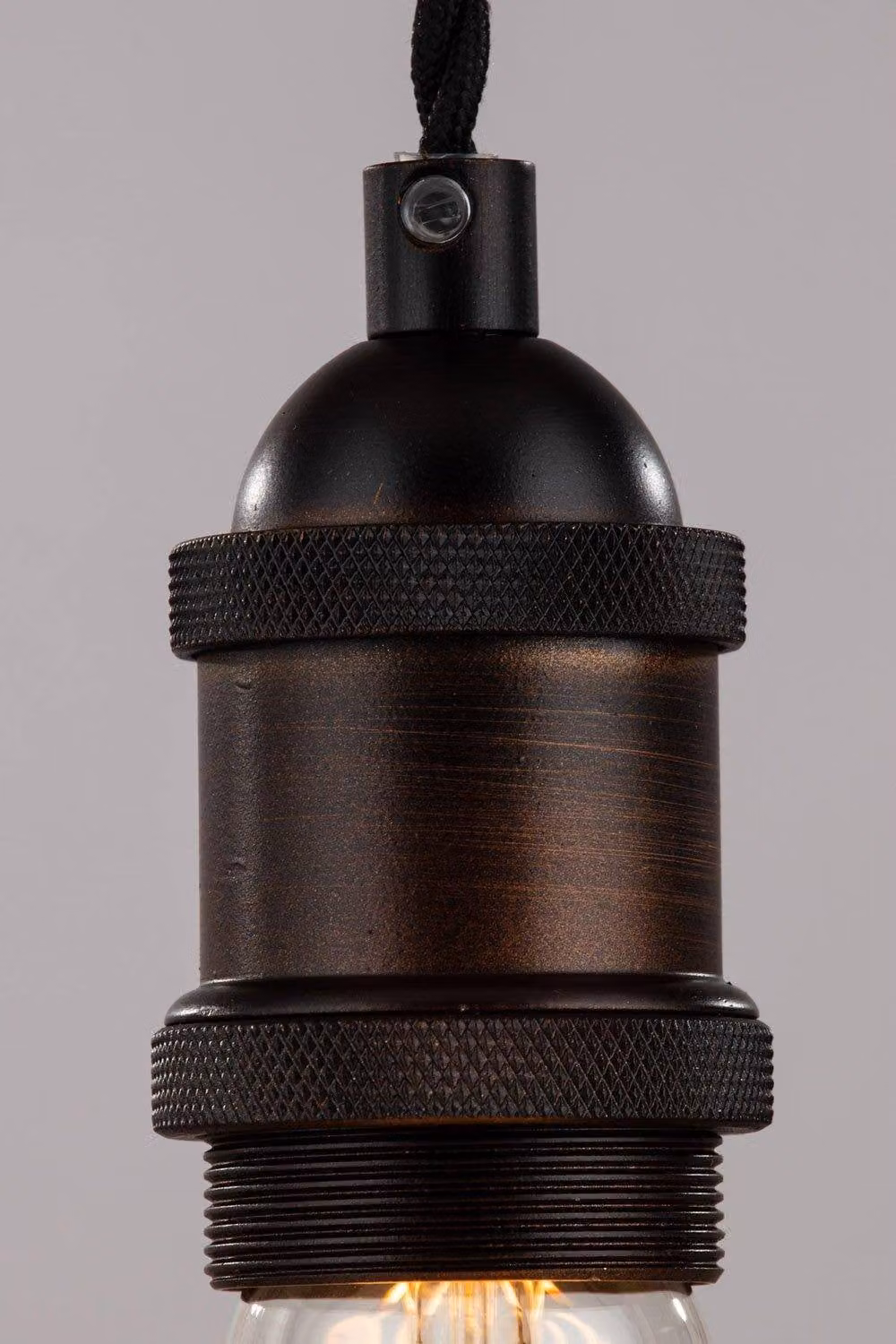BHS Lighting Industrial Style Bronze Metal and Glass Cylinder Pendant Ceiling Light with Warm White Bulb Included – 2