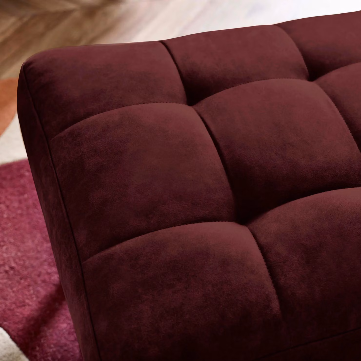 FurnitureboxUK Jade Velvet Chesterfield Footstool in Red – 4