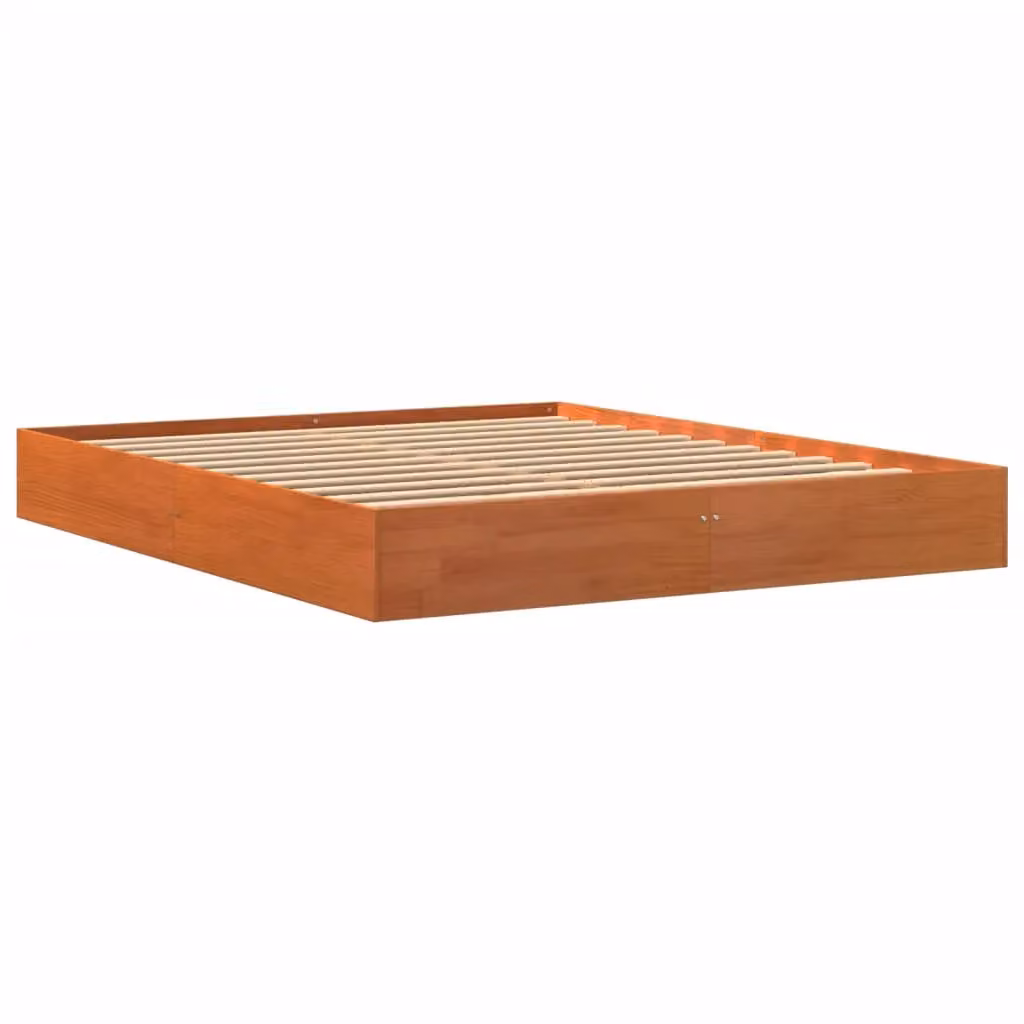Berkfield Home Solid Wood Pine Bed Frame in Wax Brown, W: 160 cm, L: 200 cm – 2