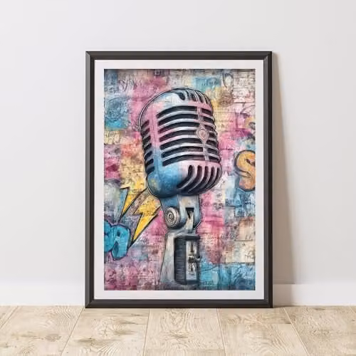 60 Second Makeover Limited Urban Street Art Graffiti Microphone Paper Poster, Multicolour, W: 21.0 cm, H: 29.7 cm