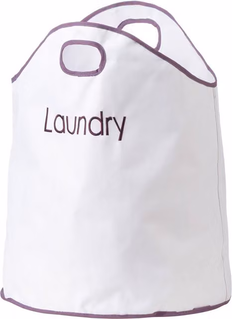 Orsina Collapsible Fabric Laundry Bag in White and Purple