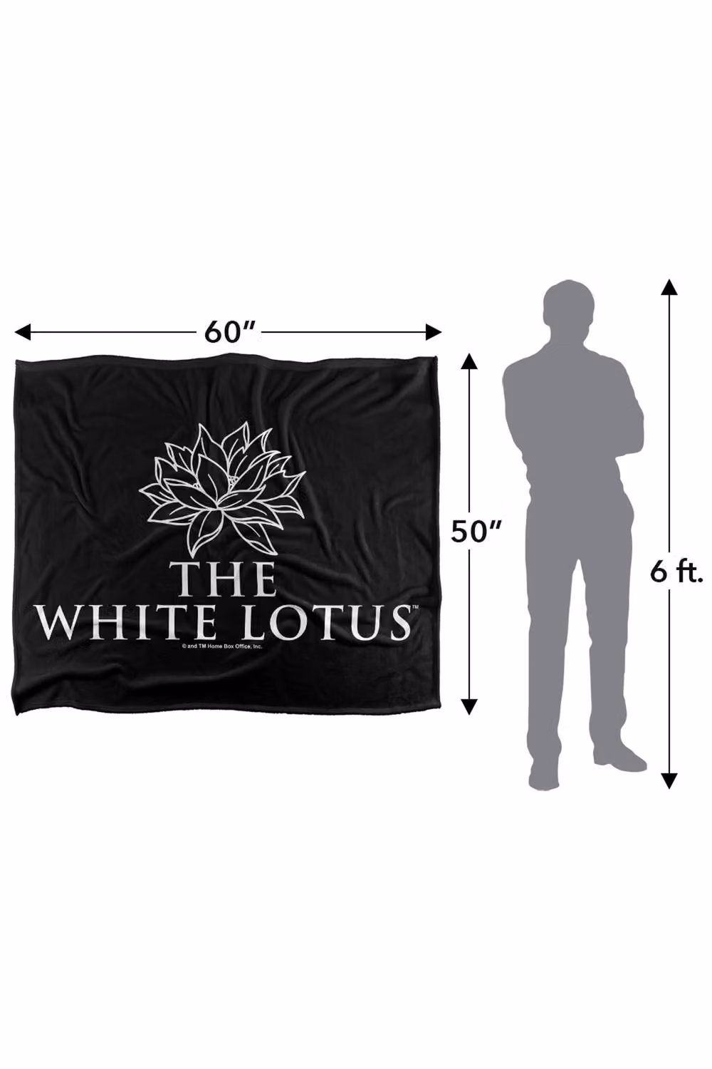 Warner Bros. The White Lotus Stacked Logo Darks Silky Touch Super Soft Fluffy Throw Blanket in Black and Multicolour, Large – 3