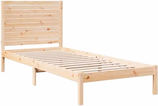 Berkfield Home Decorative Extra Long Solid Wood Bed Frame in Natural Pine, W: 90 cm, L: 210 cm