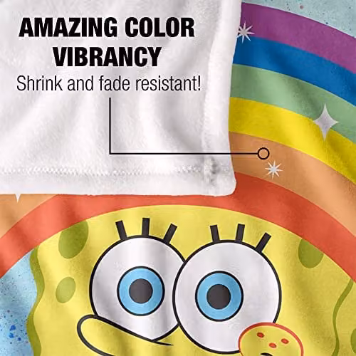 LOGOVISION Spongebob Rainbow Silky Touch Super Soft Fleece Throw Blanket, Multicolour and White, W/D/H: 152 x 127 cm – 2