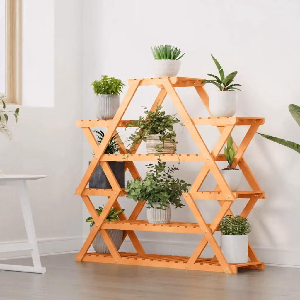 Berkfield Home Retro Solid Wood Flower Stand in Brown, W/D/H: 110 x 25 x 105 cm – 3