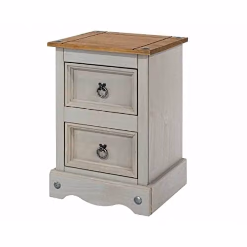 Core Products Corona 2-Drawer Petite Bedside Table in Grey and Waxed Pine