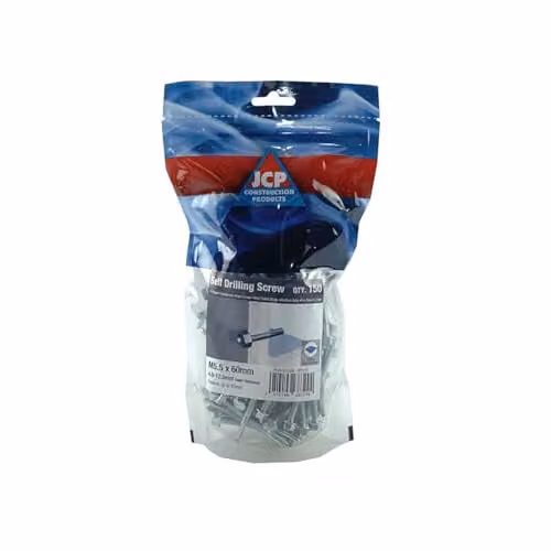 JCP Fixings Metalfix Self-Drilling Screws Heavy Section DIN 7504K, Bright Zinc Plated, Silver, 5.5 x 80 mm, Box of 750