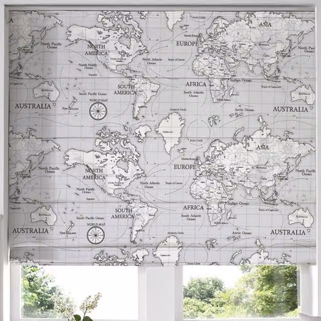 Terrys Grey Graphic Blackout Made to Measure Roman Blind for Children