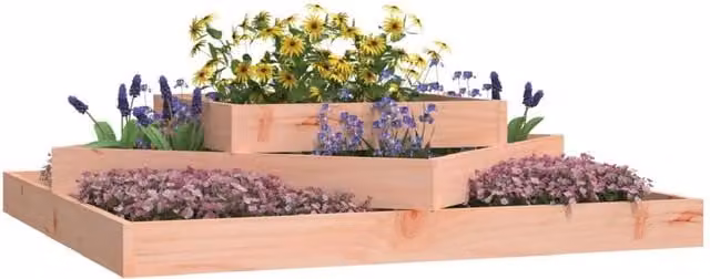 Berkfield Home Solid Wood Douglas Planter in Beige, W/D/H: 112 x 112 x 27 cm – 1