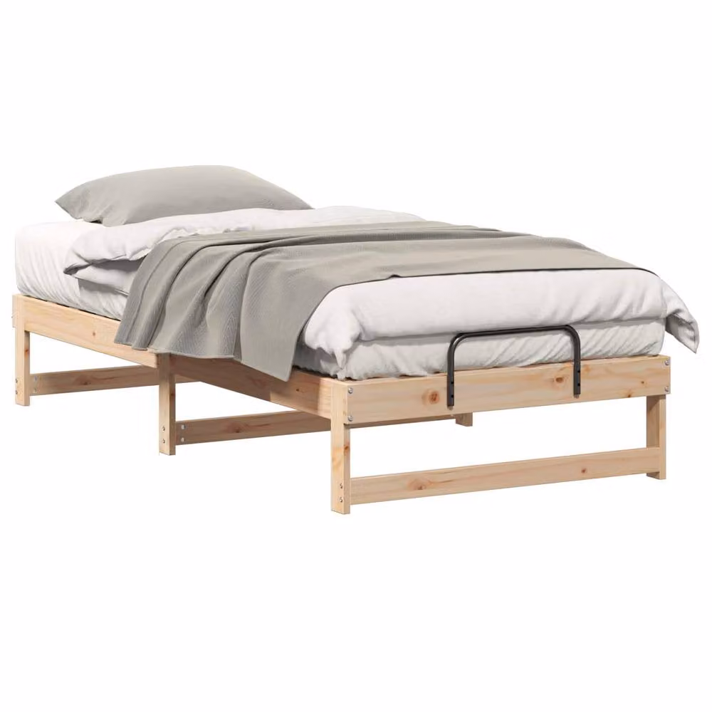 Berkfield Home Modern Solid Pine Wood Bed Frame, Brown, W: 75 cm, L: 190 cm – 2