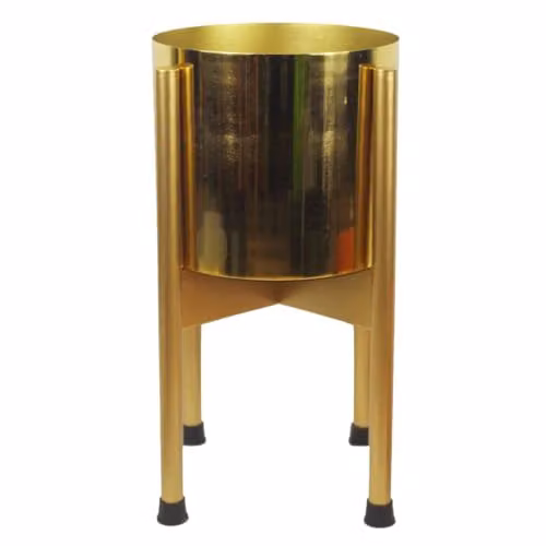 Botanik Premium Round Metal Tabletop Planter in Gold with Rustic Finish