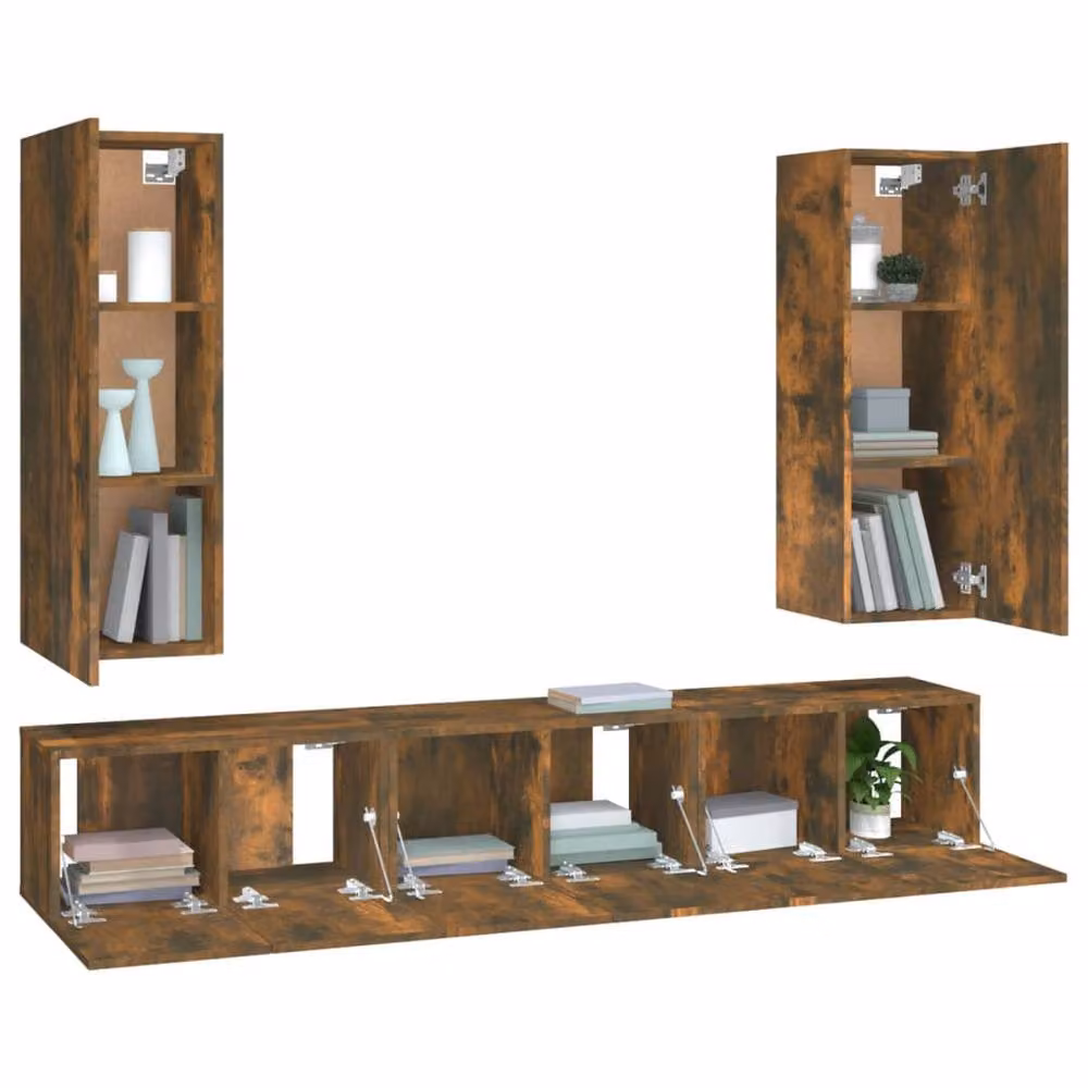 Berkfield Home Classic 5 Piece TV Cabinet Set in Smoked Oak and Brown Engineered Wood – 2