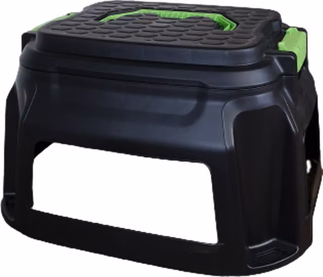 Samuel Alexander Heavy Duty Step Stool with Tool Caddy Storage and Handle, Black and Green, Height: 33 cm