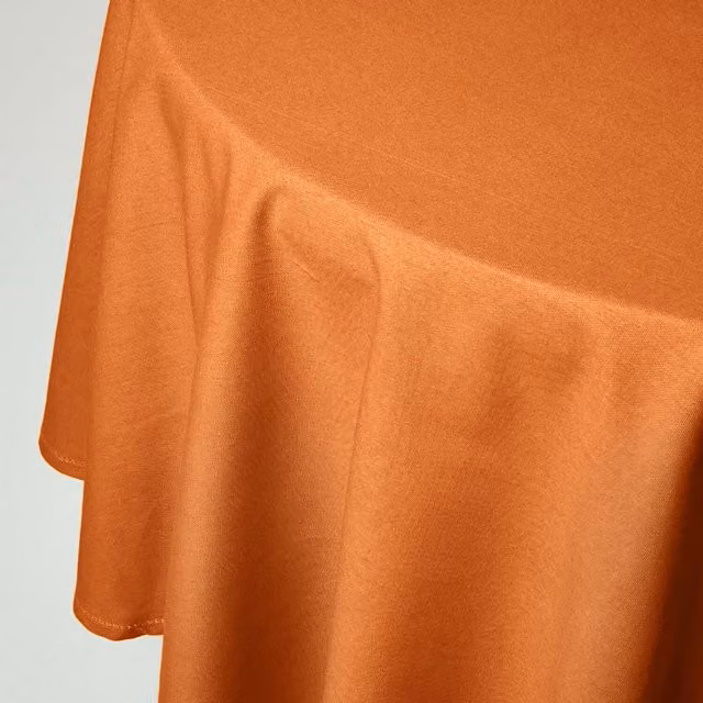Homescapes Plain Round Cotton Tablecloth in Orange
