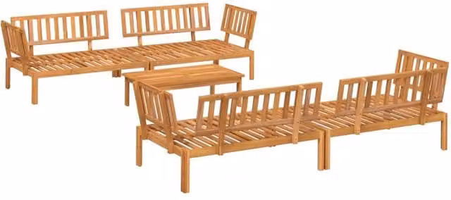 Berkfield Home 5 Piece L-Shape Garden Pallet Sofa Set in Brown Solid Acacia Wood