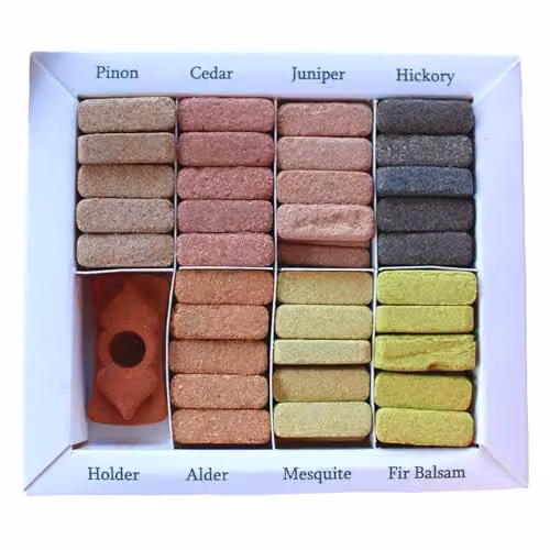 KDMD Himalaya Incense Smudge Bricks and Ceramic Burner Set with 70 Woody Fragrances in Brown and Multicolour – 2