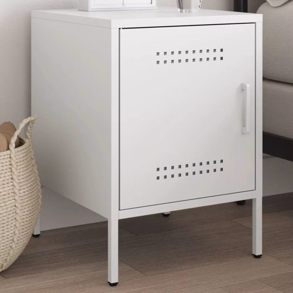 Berkfield Home White Metal Bedside Cabinet W/D/H: 36 x 39 x 50.5 cm – 2