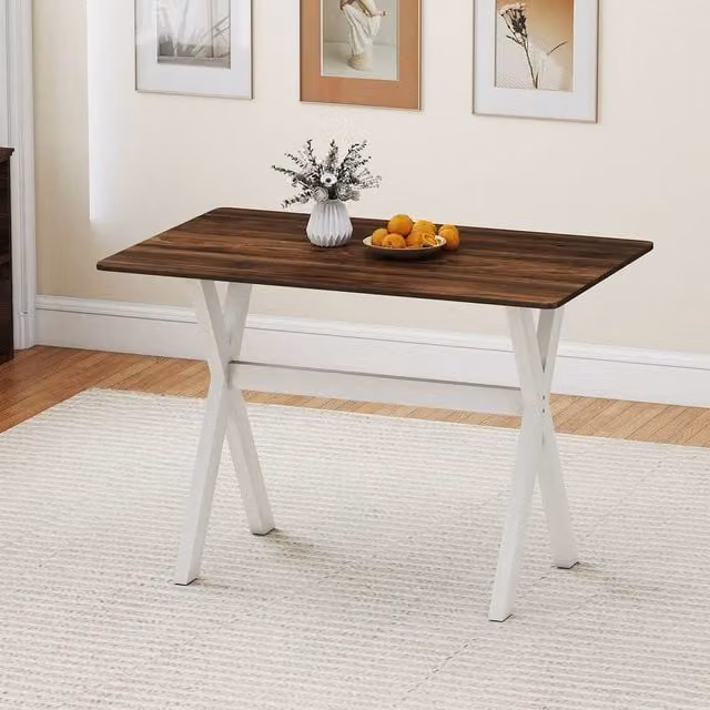EONLION Modern Rectangular Rubberwood Dining Table in Brown, W/D/H: 100 x 71 x 76.5 cm