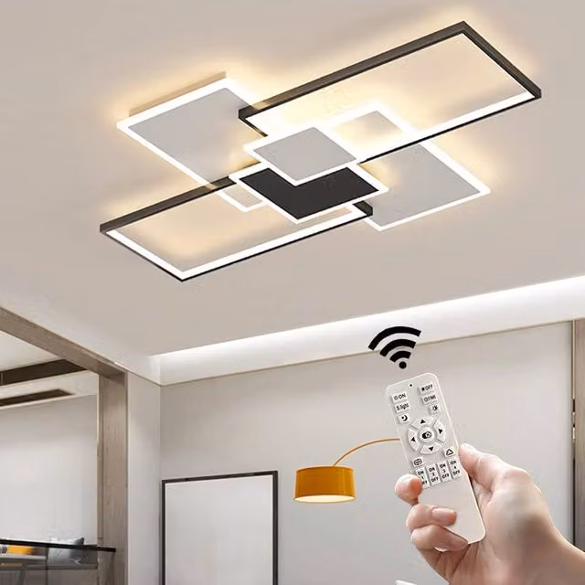COMELY 120W Square LED Ceiling Light with Dimmer and Remote Control, Black and White – 1