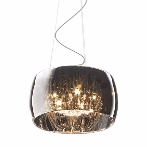 Netlighting Zumaline Crystal Pendant Ceiling Light in Chrome and Grey with 5x G9 Bulbs