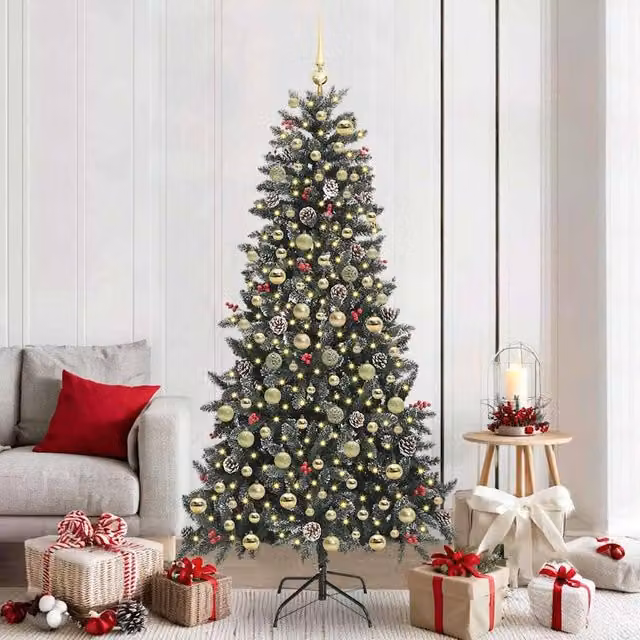 Berkfield Home Artificial Christmas Tree with Stand, Green, W/D/H: 114 x 114 x 210 cm – 1