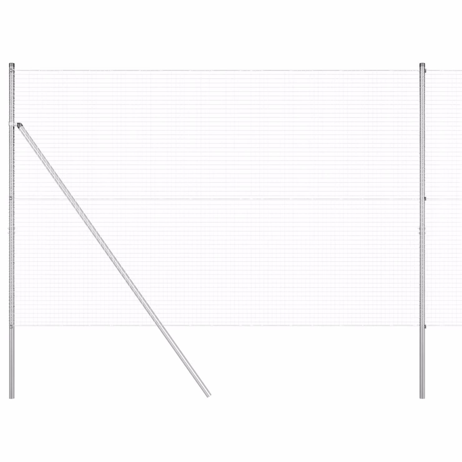 Berkfield Home Silver Galvanised Steel Single-Bar Welded Wire Fence with 7 Round Posts, W: 10 m, H: 1.6 m – 2