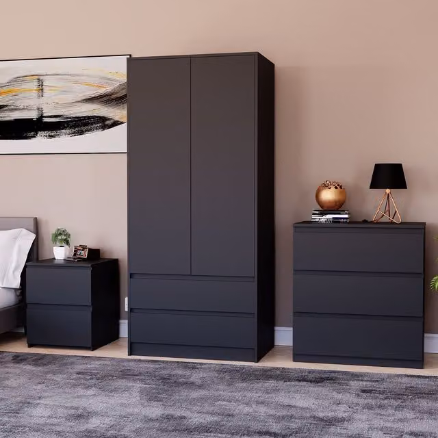 Vida Designs Denver Bedroom Set in Black
