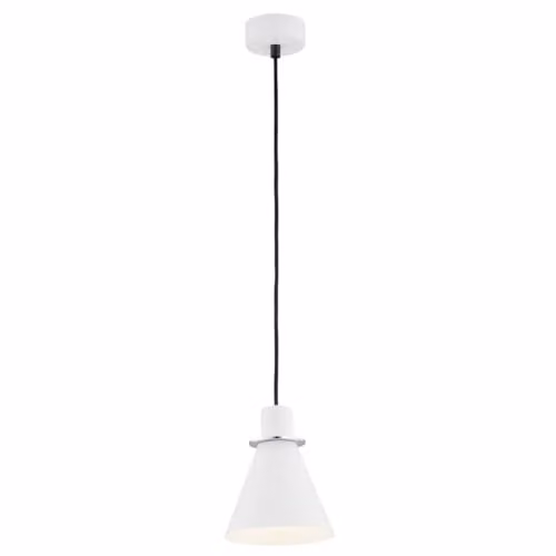 Netlighting Beverly Dome Pendant Ceiling Light in White with Chrome Elements