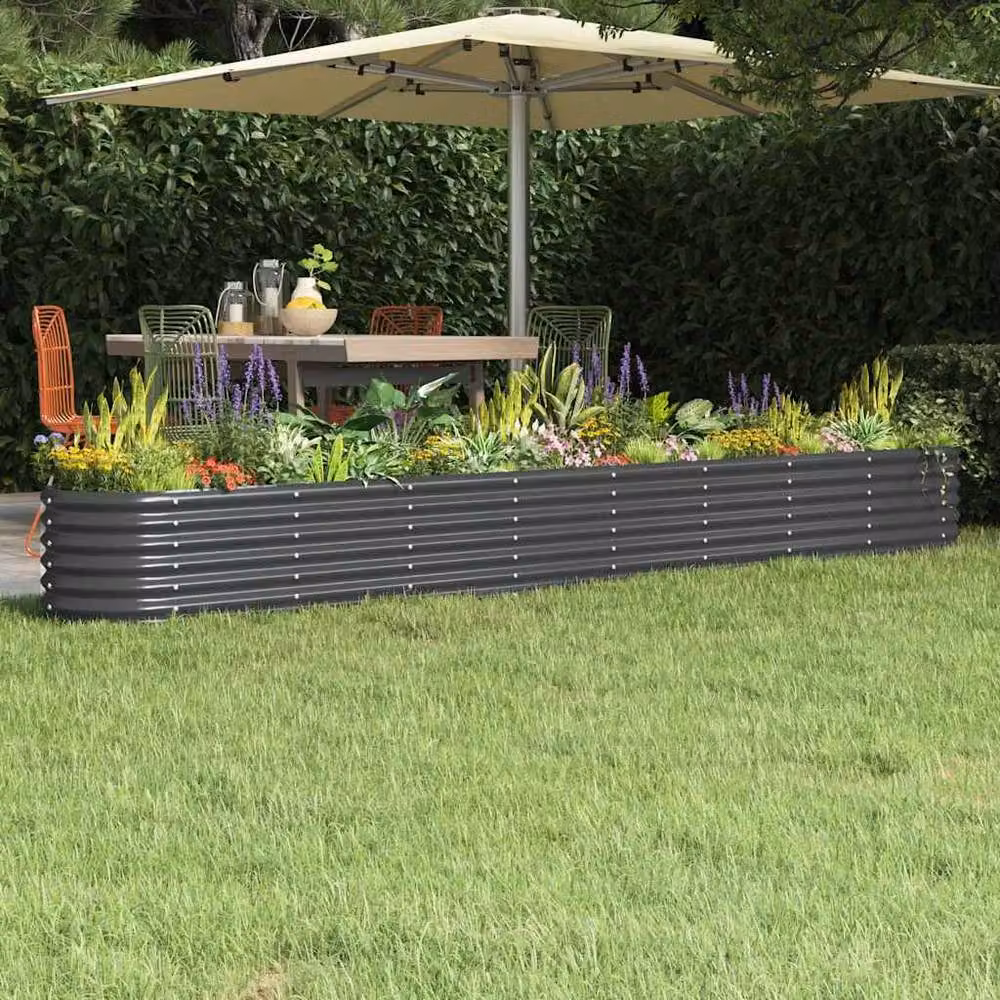Berkfield Home Garden Raised Bed in Anthracite Powder-coated Steel, W/D/H: 332 x 40 x 36 cm – 2