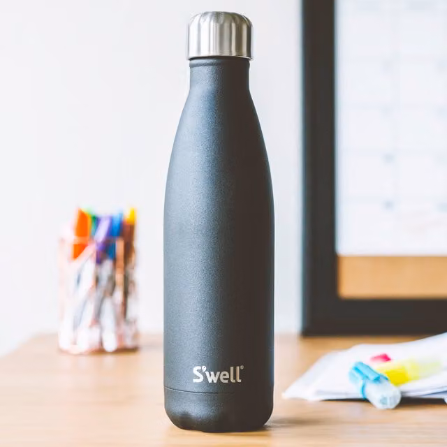 S'well Onyx Vacuum Insulated Stainless Steel Water Bottle, 500ml, Black