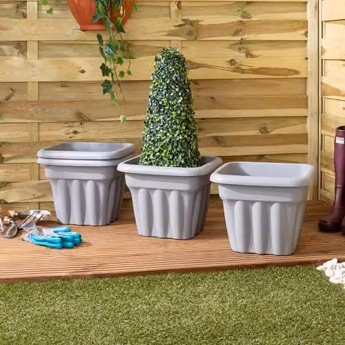 Wham Vista Square Plastic Planter, Grey, W: 4 cm, D: 33 cm, H: 33 cm – 3