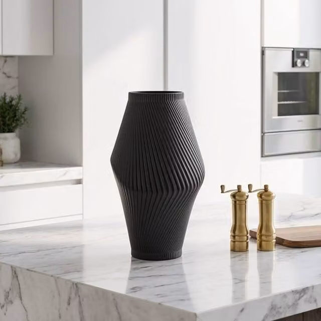 Garden Greatness Maison Graphite Black Sculptural Tabletop Vase, Multicolour, H 40 cm x W 40 cm x D 40 cm x W/D/H: 40 x 40 x 20 cm – 1