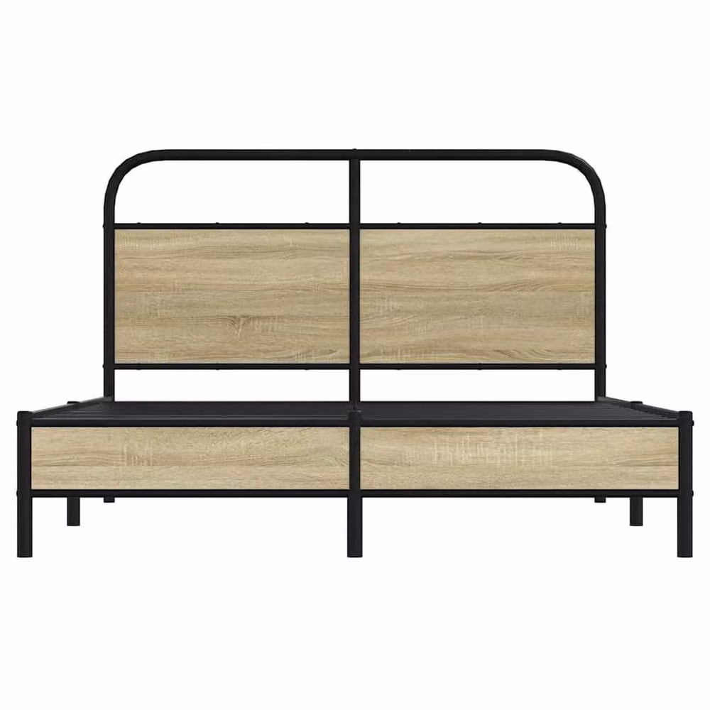 Berkfield Home Small Double Bed Frame in Sonoma Oak and Brown Engineered Wood, W/D/H: 120 x 200 cm – 3