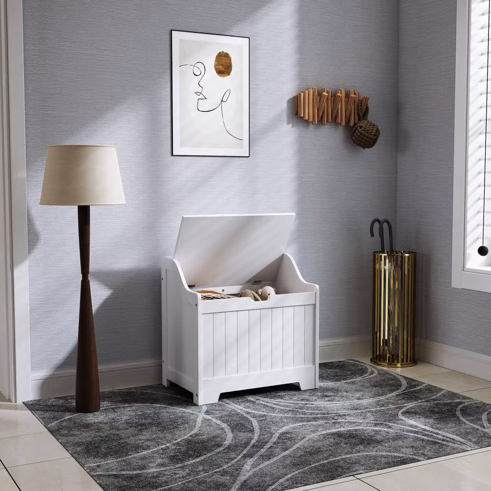 STILVORA 61L Storage Chest with Soft Close Lid in White Matt MDF – 2