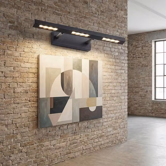 Kairui Lighting Modern LED Wall Light with Three Warm White Lights, Black/Grey, W/D/H: 41 x 18 x 3 cm