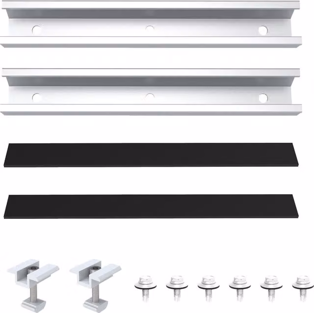 NuaSol Trapezoidal Sheet Metal Roof Mounting Set U-profile 20cm, Silver