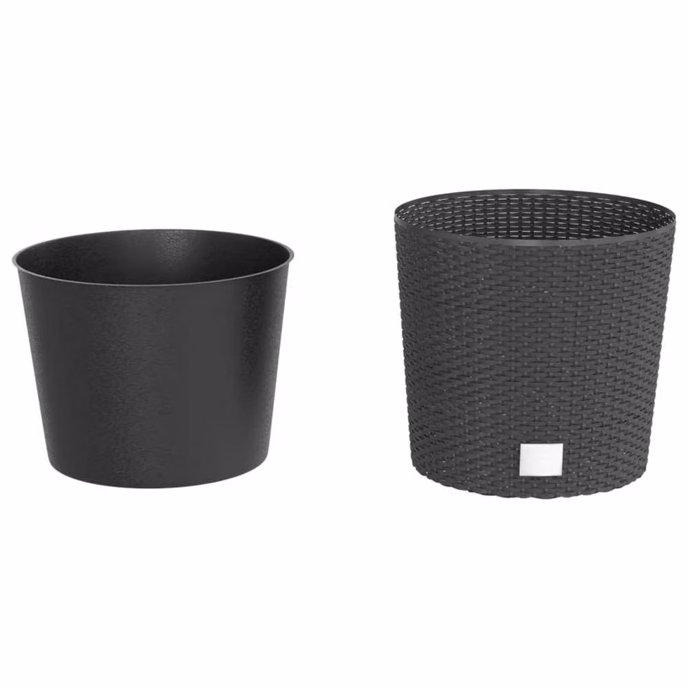 Berkfield Home Black Rattan Planter with Removable Anthracite Inner Tub, 15 L – 3