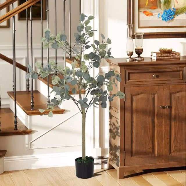 HOMCOM Artificial Silk Eucalyptus Tree in Green