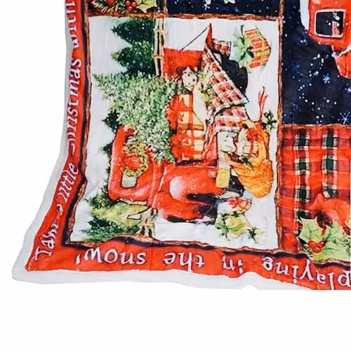 Gr8 Home Christmas Patchwork Fleece Blanket, Multicolour Flannel Throw, W: 150 cm, L: 200 cm – 3