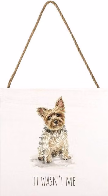 Louise Nisbet Off-White Wooden Yorkshire Terrier Wall Plaque