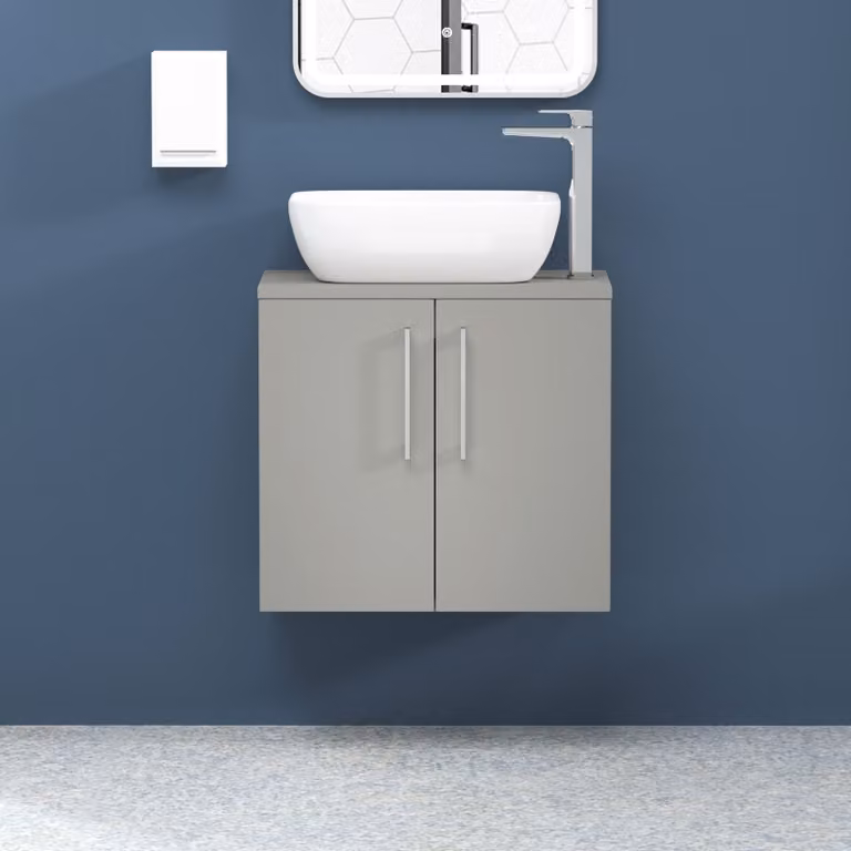 Royal Bathrooms Modena 800mm Wall Hung Vanity Unit with Countertop Basin in Satin Grey