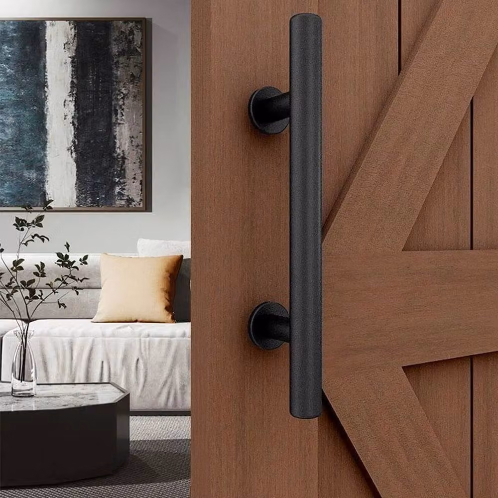 NESTLUNE Black Carbon Steel 12 inch Barn Door Handle Pull, W: 52 cm, H: 1000 cm – 4